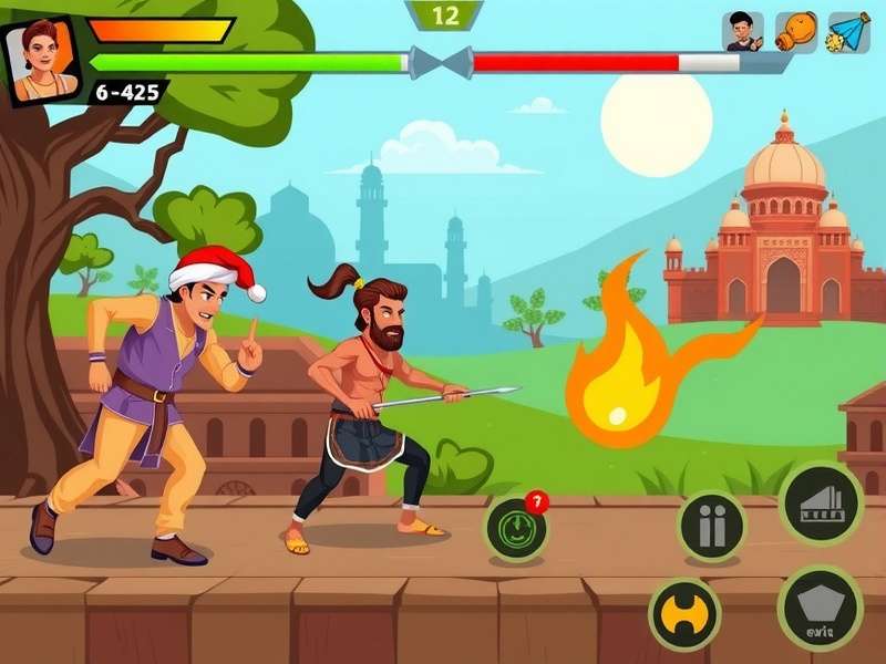 Curry Combater gameplay screenshot showing characters in combat